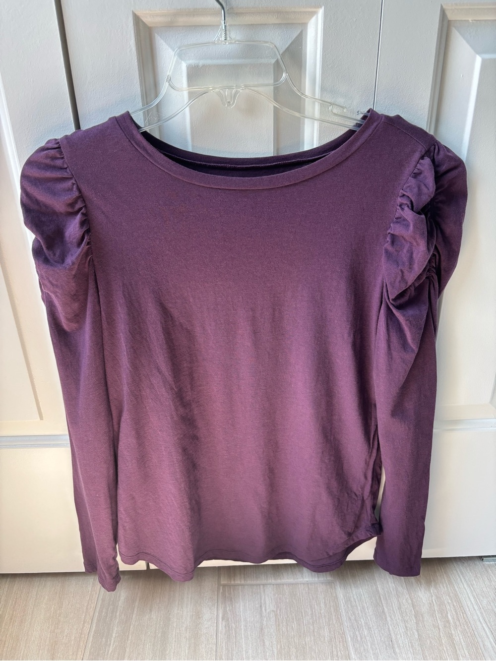 LOFT Outlet Plum Long-Sleeve Puff Shoulder Tee